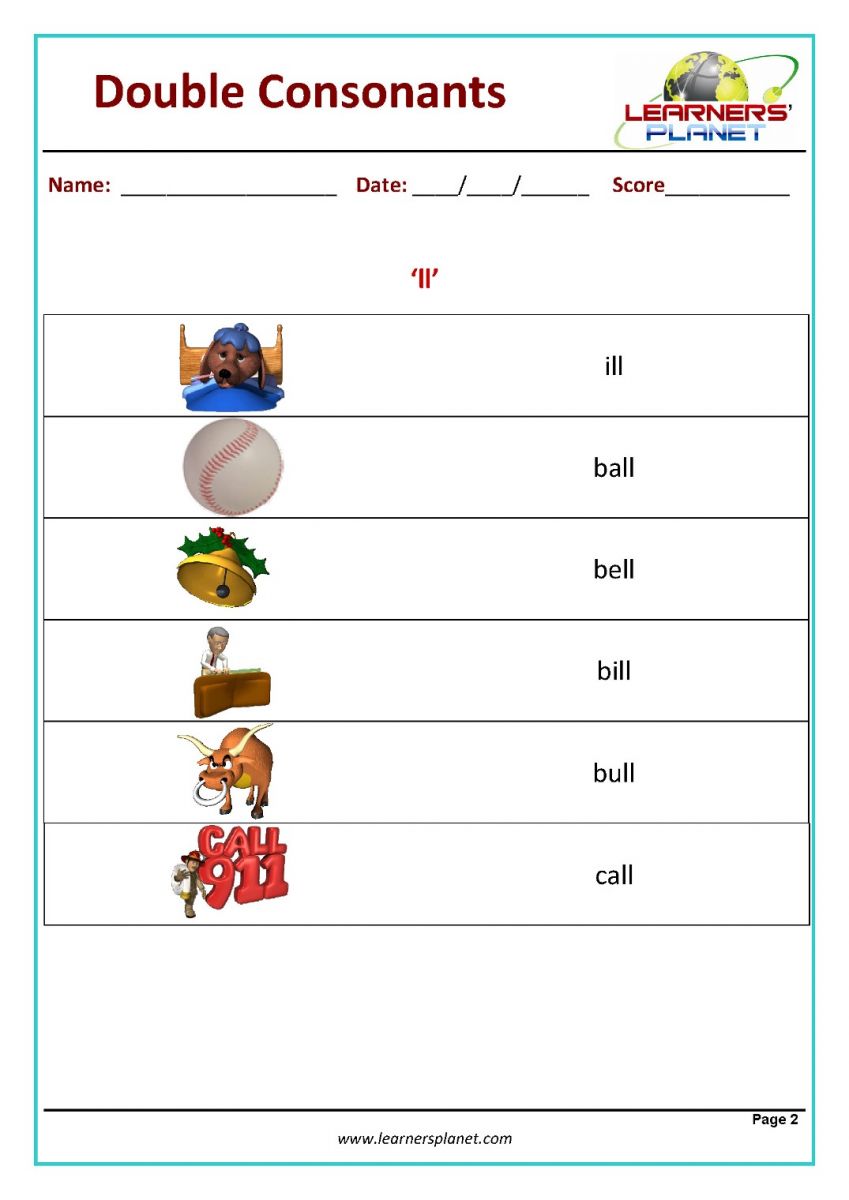Double consonants spelling worksheets and activities